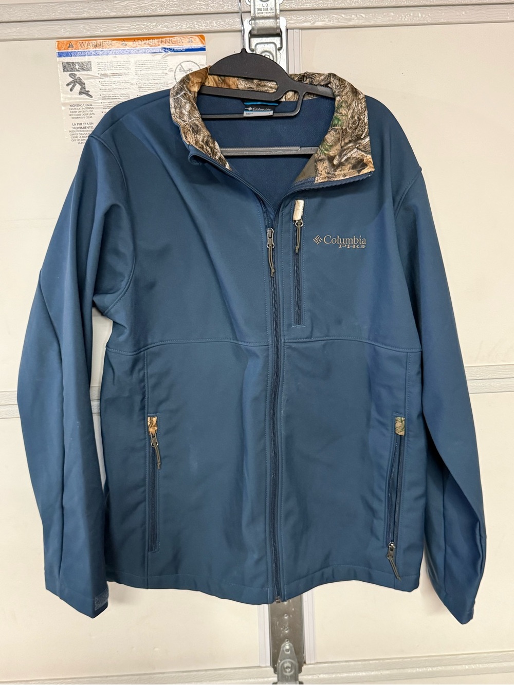 Columbia Navy Softshell Jacket with Camo Trim
